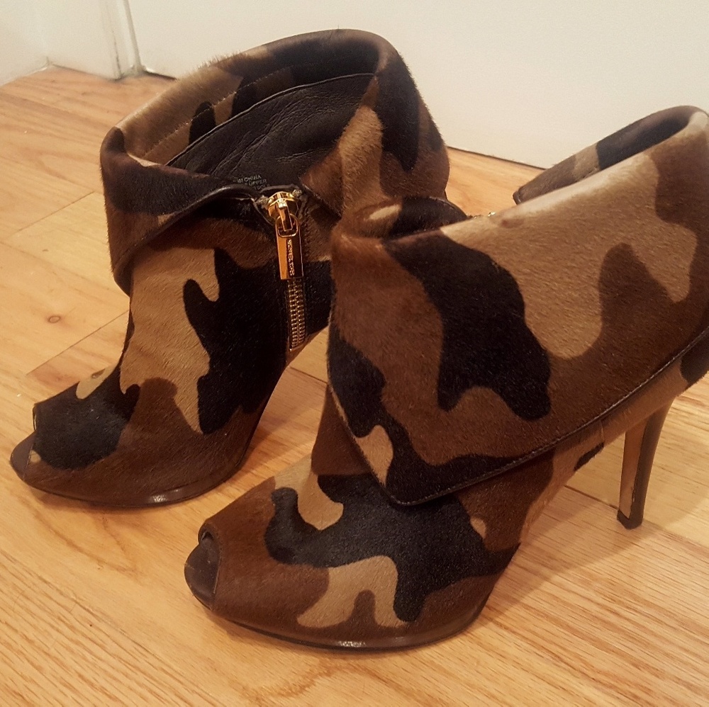 Michael Kors Camo Peep Toe High Heels